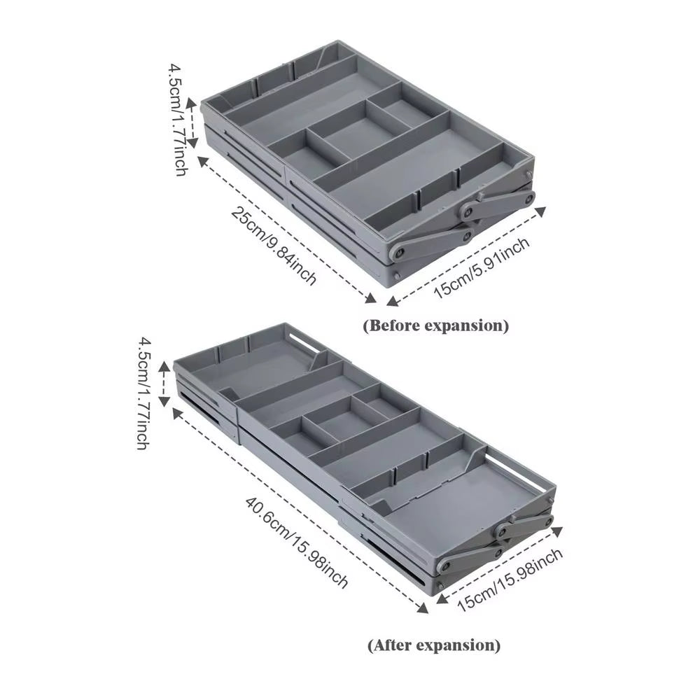 Drawer Organizer Tray 2/3 Tier Storage Expandable Drawer Jewelry Organizer Foldable Desktop Organizer Box for Cosmetics